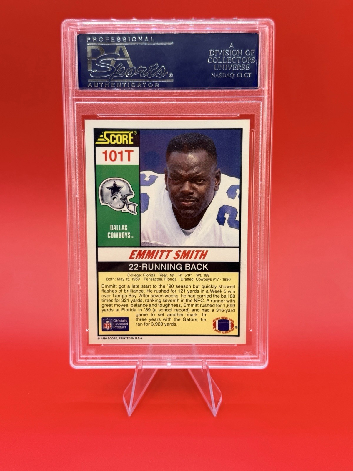 1990 Score Supplemental RC #101T Emmitt Smith PSA DNA Certified Auto 10 view 2