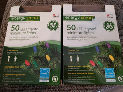 GE 50 LED Crystal Miniature Lights Energy Smart 2 Boxes NEW Multi