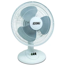 EZ-Chill 12” 3-Speed Oscillating Table Fan with Adjustable Tilt, Convenient