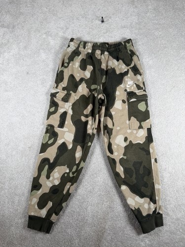 Nike Sportswear Boys Camo Cargo Sweatpants NSW Joggers Size Large Fleece Swoosh