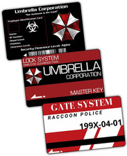 Resident Evil Key Card'S Pack Card Keys Collection Set of 3 Pcs PVC RPD Umbrella