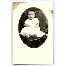 RPPC Real Photo Postcard Baby Sitting In Chair