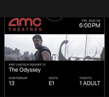 1 The Odyssey IMAX 70mm - AMC Lincoln Square 13: 9/2 F11 6 PM