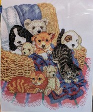 Janlynn Counted Cross Stitch Kit 08-129 Basket of Babies Cats Non-smoking Home