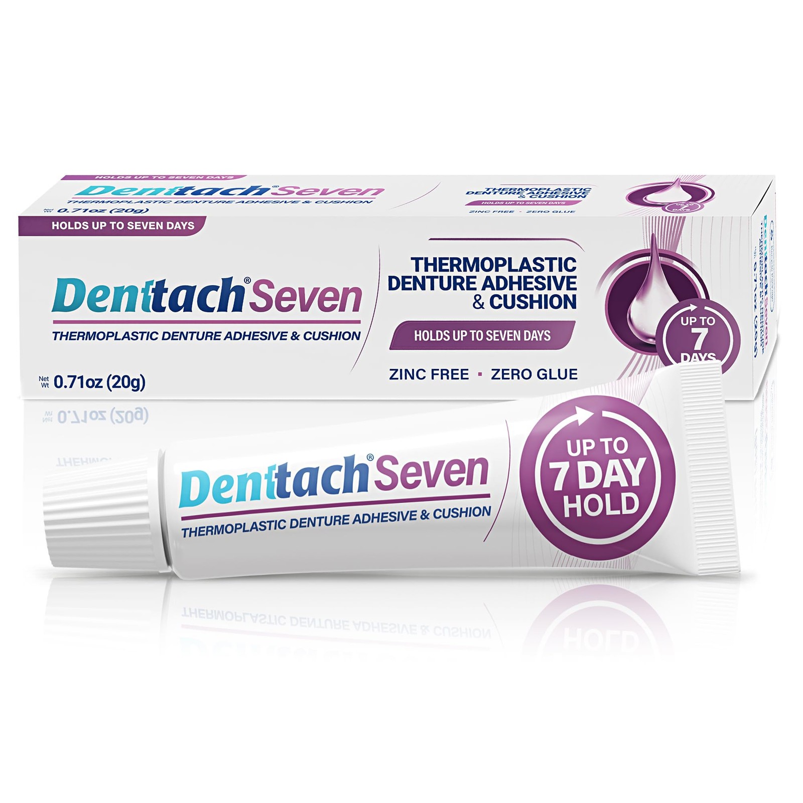 Denttach Seven Denture Adhesive, Thermoplastic Adhesive Up to 7 Peach 