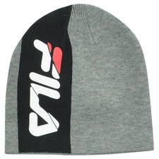 Fila Brand Skully Acrylic OFSA Adults Winter Cuffless Gray Black Knit Beanie Hat