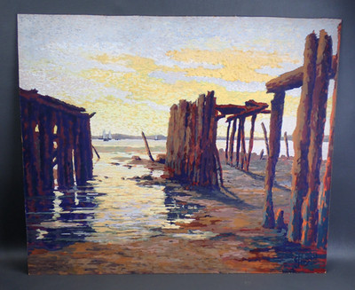 Vtg George Jensen Painting Ohio Artist Provincetown MA Seascape Coastal Scene