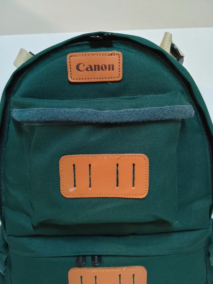 Canon Camera/Drone Professional Backpack Canvas Green Leather Travel Padded VTG. - Image 2 of 4