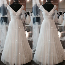 Simple Wedding Dresses Beach 2026 V Neck Short Sleeves Eleagnt Bridal Gowns