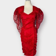 80s Mayvens Red Party Dress Size S