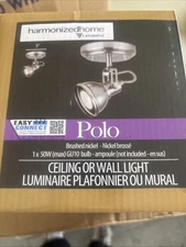 CANARM ICW622A01BN10 LTD Polo 1 Light Ceiling/Wall Brushed Nickel wi