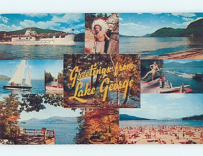 Pre-1980 MULTIPLE VIEWS ON CARD Adirondacks - Lake George New York NY ho8119