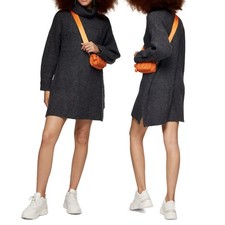 Topshop Funnel Neck Sweater Dress Small (US 4-6) Gray NWT