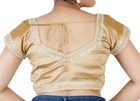 Dark Gold Kundan Work Sari Top, Indian Sari Blouse, Readymade Saree Blouse,