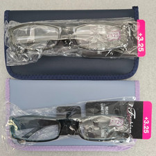 2-Pairs Fashion Reading Glasses R5 3.25 1-Teal 1-Green With Case