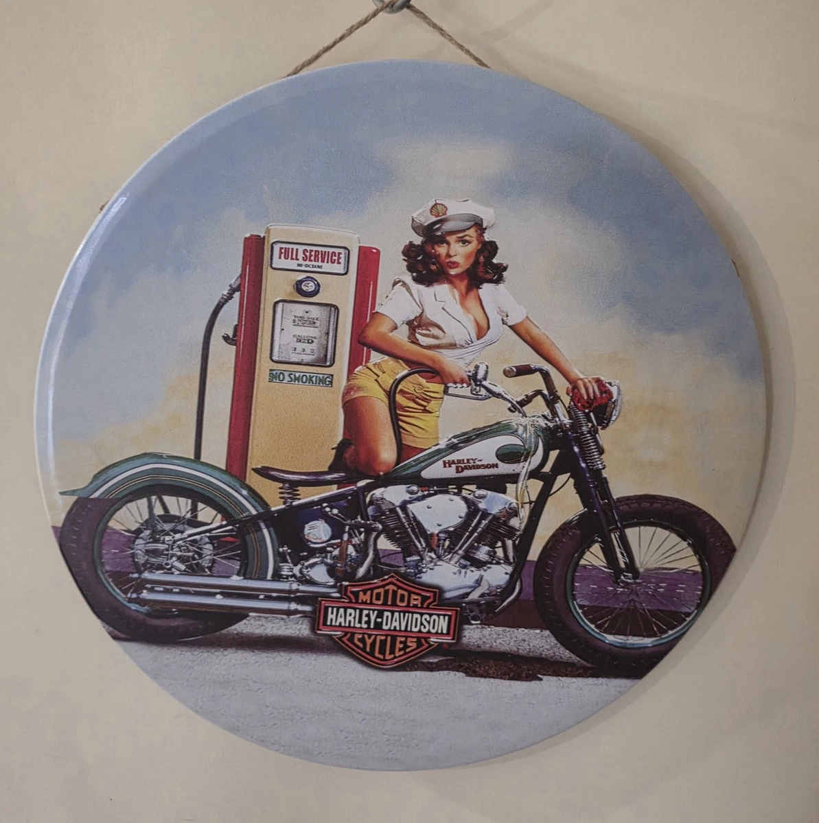 ROUND HARLEY DAVIDSON Metal Sign 30X30CM NEW Mancave Garage Bar ready  hang #H21