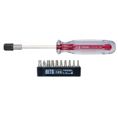 VESSEL Torx Schraubendreher Set mit 10 Bits kurzer Bit Ersatz Typ TD-6310TX