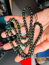 CERTIFIED HETIAN JADE DARK GREEN necklace 8MM