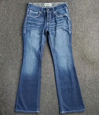 Ariat Real Jeans Womens 30R Blue Marine Mid Rise Stretch Entwined Boot Cut 32x32