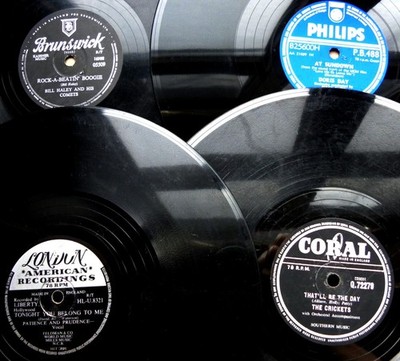 E417/ ROCK AROUND with JUKEBOX-HITS-Bill Haley-Buddy Holly...4x Schellack 78rpm