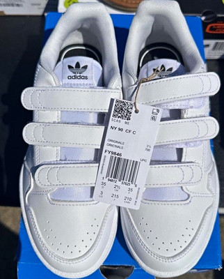 adidas Originals NY 90 CF C Kids Hook & Loop Sneakers White/Black US 3