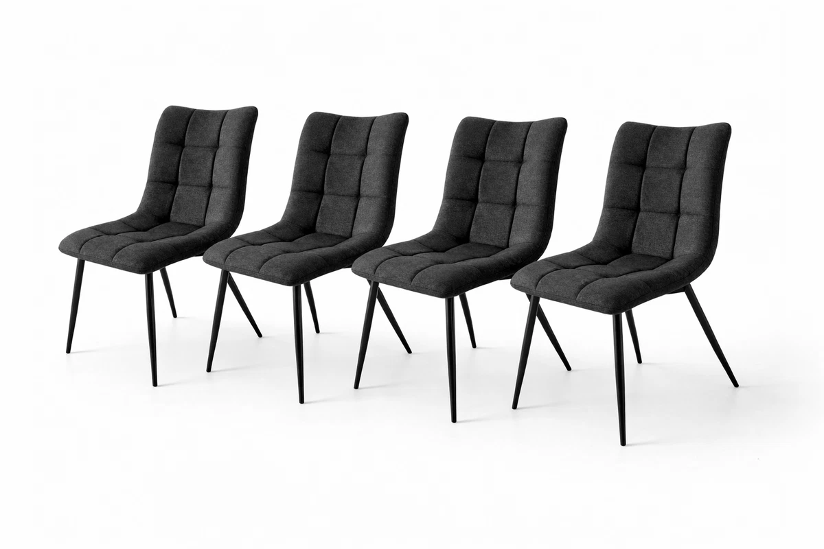 Esszimmerstuhl 4er Set gepolstert Stoff Stahlbeine bequem modern 50cm Sitzhöhe