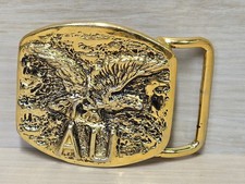 Vintage Bob Craven Belt Buckle Gold 2.75" War Eagle AU Bronze Handcrafted