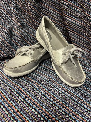 NEW Size 7 Women s Croft & Barrow Jesika Silver Casual Boat Shoes Retail $59.99