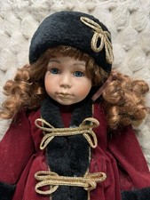 Up For Adoption, Katie, Porcelain Doll, With Stand, 21”, Russian Clothes,Vintage