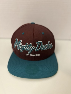 #ad Mighty Ducks Anaheim Mitchell amp; Ness Script 2013 20th Anniversary Hat Cap Plum $30.00