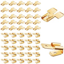 50 PCS Brass Spade Connector Set Piggyback Dual Male to Single Female Crimp