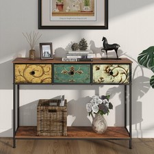 Mesa Consola Entrada Tohomeor 3 Cajones Retro Flores Tela Boho Estrecha Larga