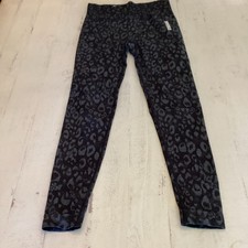 Gymshark Women s S Ankle Leggings Black/Gray Leopard Animal Print Logo