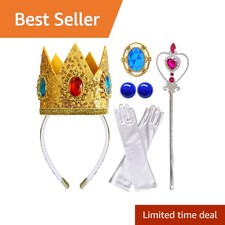 PIGKANG Princess Peach Crown Costume Set 5 Pcs