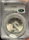 1925 $1 CACG MS 64 CAC Peace Silver Dollar