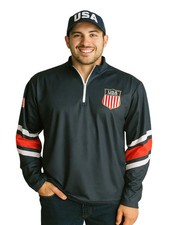 USA Hockey Shield Logo Official Navy 1/4 Zip Pullover