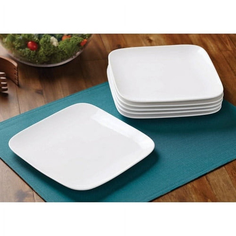 12-Piece Square Porcelain Salad Plate Set Dishwasher & Microwave Safe  