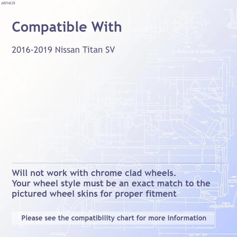 Juego de 4 cubiertas de rueda de 18" y 6 radios para Nissan Titan SV 2016-2019 - negro brillante Foto 3 de 4