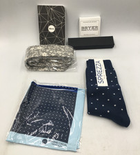 Delta Sprezzabox Neck Tie, Socks, Pocket Square, Bracelet, Pen Notebook New #32
