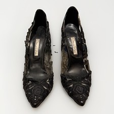 Oscar de la Renta Black Lace Embellished PVC Pumps Heels Italy Size 37