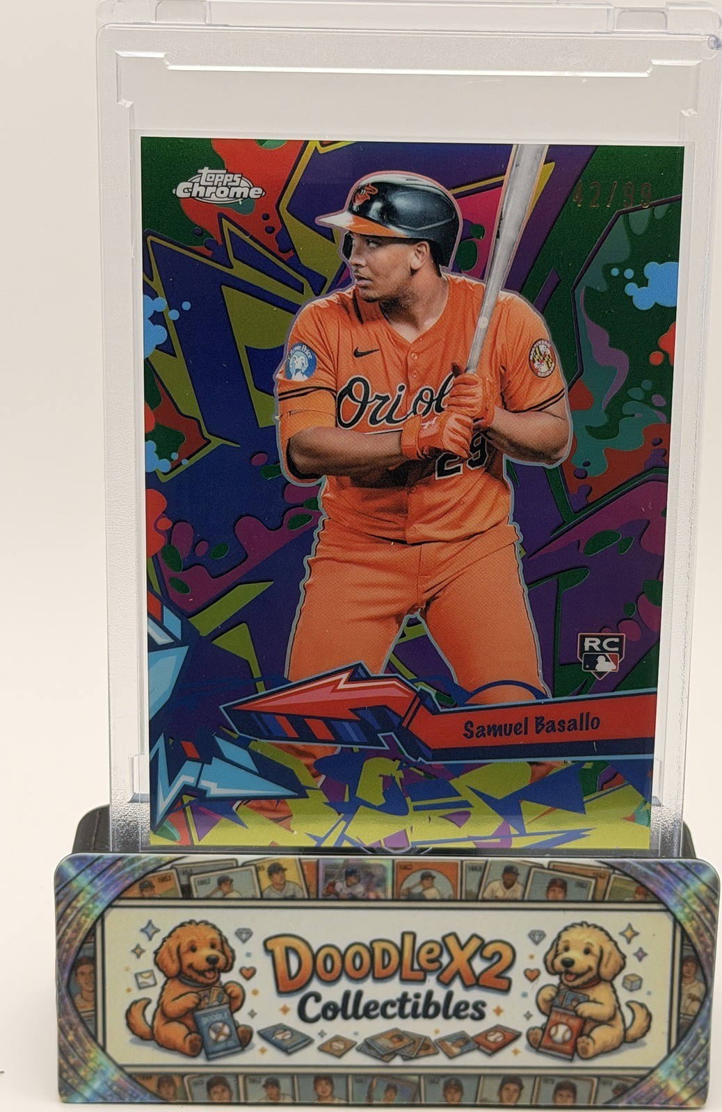 Samuel Basallo 2026 Topps Chrome #WST-21 Wild Style Green /99 RC Orioles
