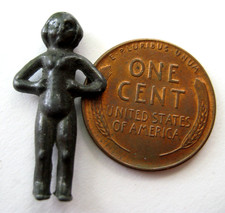 VINTAGE Antique Old Metal FROZEN CHARLOTTE 1" Doll Charm Cracker Jack Toy Prize