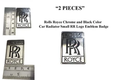 Vintage Rolls Royce Silver Black Color Car Radiator Small RR Logo Emblem Badge2X