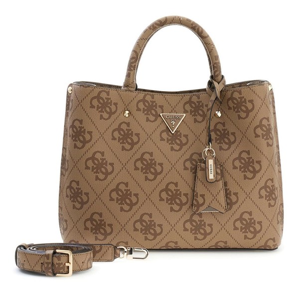 Guess Meridian Ii Girlfriend Satchel Schultertasche Tasche Latte Logo Braun Neu-image