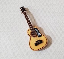 Miniature Acoustical Guitar Instrument with Case 3 1/4" 1:12 Scale Ornament Prop