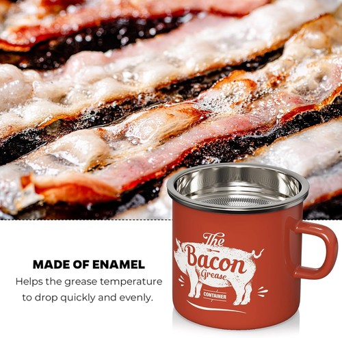 Mini Contenitore Grasso Pancetta con Colino - 15OZ Smalto Salvagrasso, Casale - Foto 6 di 11