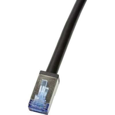 LogiLink CQ7093S RJ45 Patchkabel CAT 6a S/FTP 10.00 m Schwarz Geschirmt,