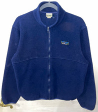 L.L.Bean Women’s Navy Blue Solid Fleece Jacket Made in USA Full Zip Pockets M
