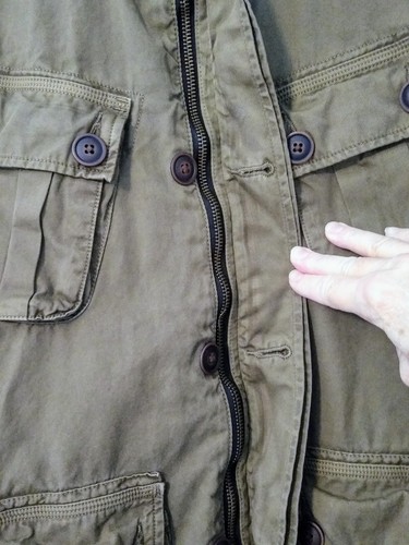 Lucky Brand Utility Jacket Women's Medium Olive Green Cargo Pockets Zip/Button - Picture 8 of 14