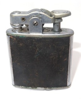 Vintage 1930s Ronson De Light Dark Brown Leather AMW Lighter